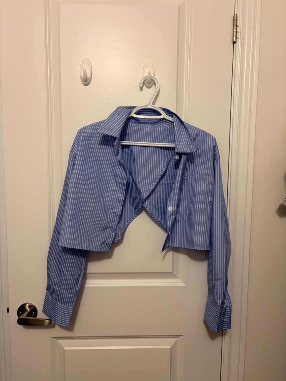 Blue Striped Crop Shirt